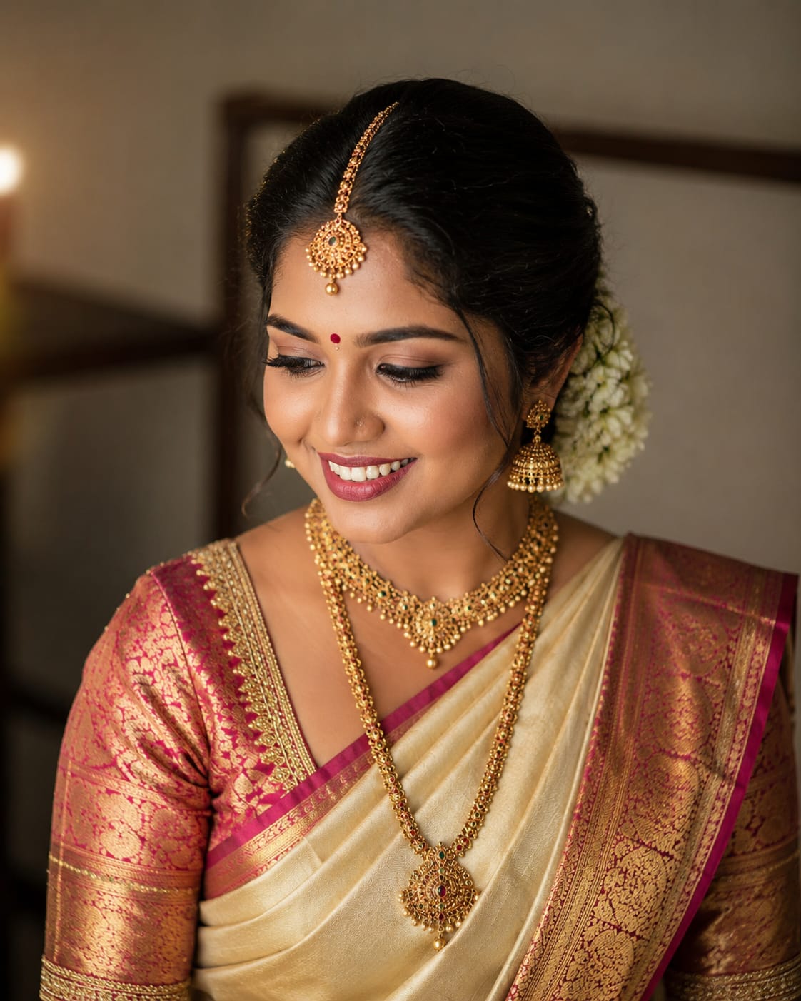 Professional wedding makeup kochi studio setup at Sajina's Bridal